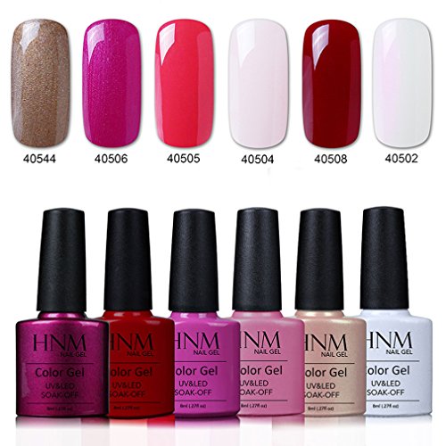 HNM Gel Nail Polish Soak Off UV LED Nail Lacquers Varnish Manicure Nail Art Starter Kits 6 Colors S111
