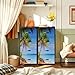 VETEB Dresser for Bedroom Idyllic Beach Tropical Palm Trees Montego Bay Jamaica Small Tall Clothes Dresser for Closet Organizers with 4 Chest of Drawers Fabric Storage Bins Dressers