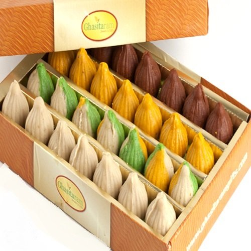 Ghasitaram Gifts Sweets Ganesha Chaturthi Gifts Modaks Pure Kaju Assorted Modaks 800 GMS