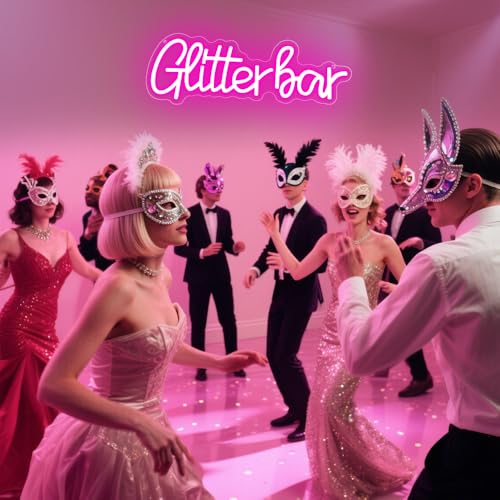 Image of Glitter Bar Neon Sign,Bar Signs for Home Bar Decor,Led Bar Sign for Wedding,Birthday Party,Music Festival,Bachelor Party,Halloween, Christmas Decoration,Best Gift for Boys and Girls