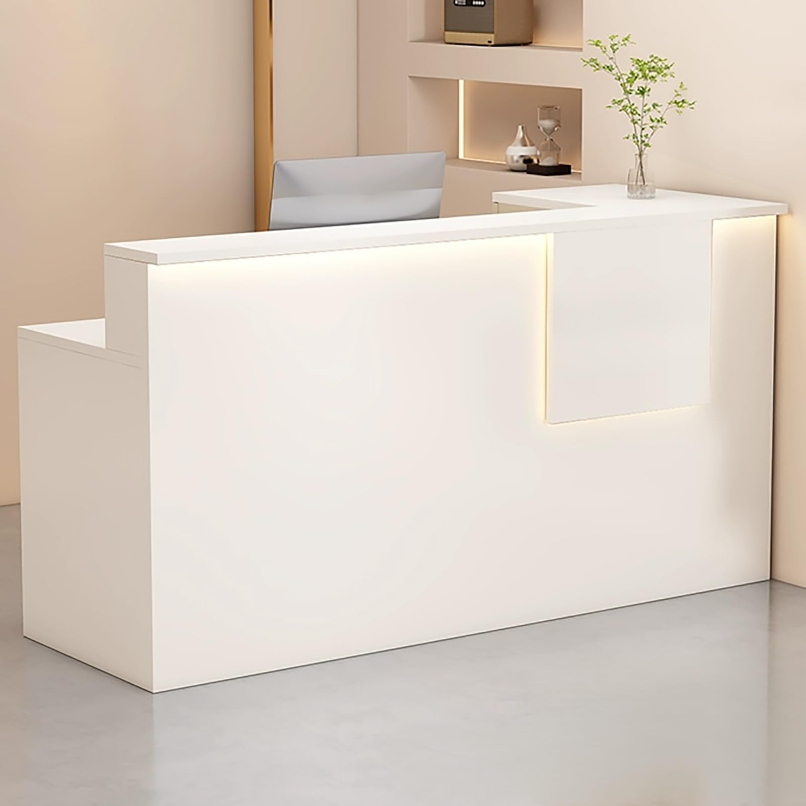 Generico Scrivania Reception Moderna Bianca con cassetti con Serratura e Vassoio per Tastiera, Ideale per Hall e spazi Commerciali (120x45x90 cm), Arredamento Profession