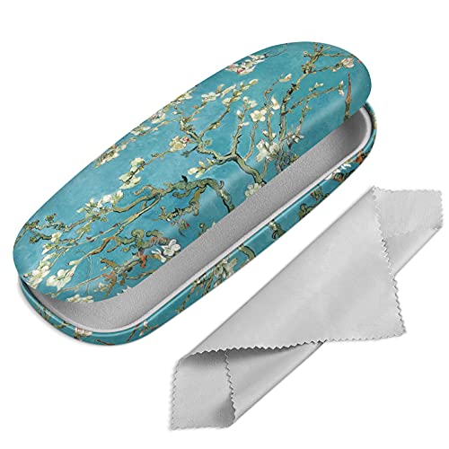 Fintie Hard Shell Eyeglasses Case, Portable Protective Glasses Cover Eyeglass Holder Box with Cleaning Cloth for Men Women, Blossom