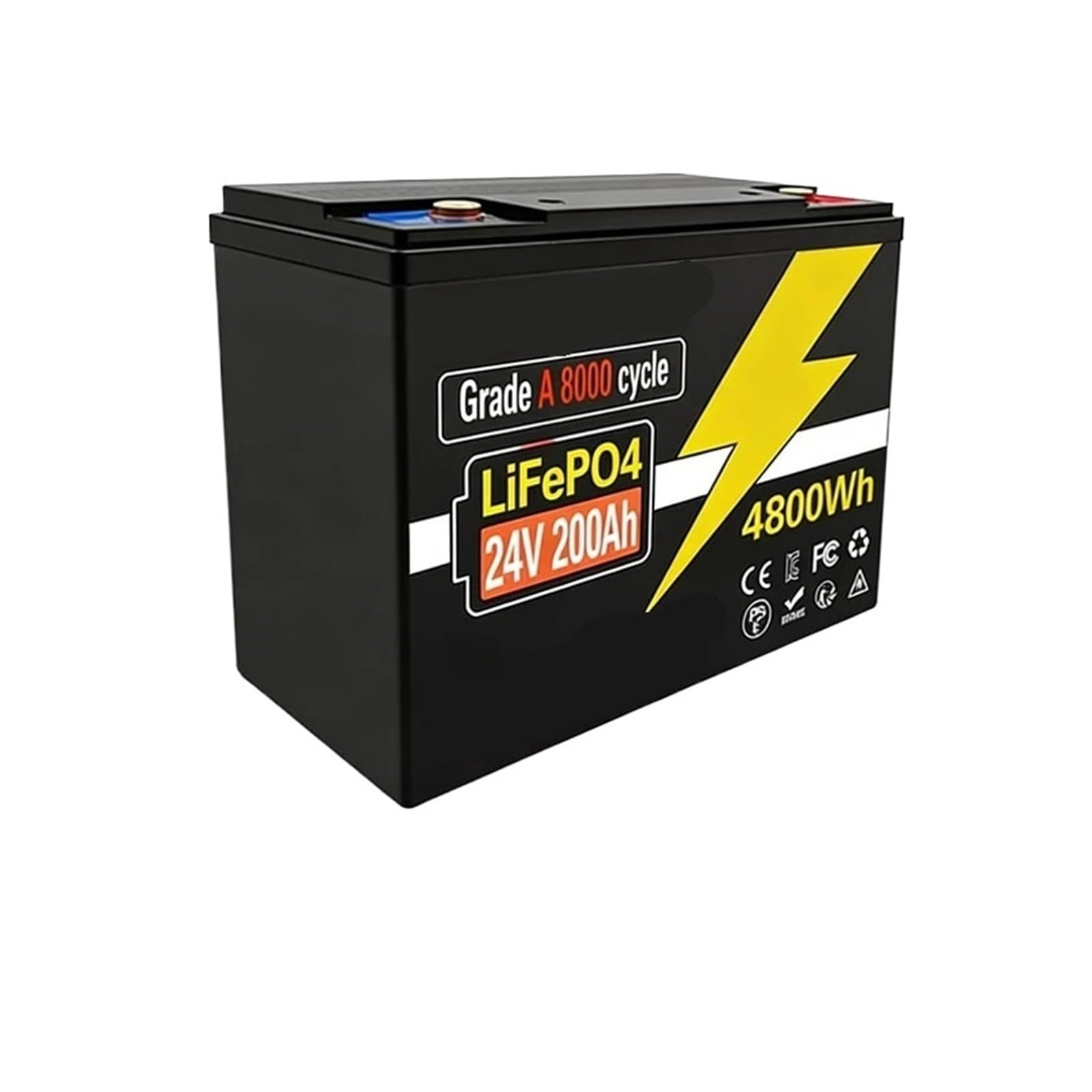 Batteria A Ciclo Profondo, Batteria LiFePO4 Da 24 V 100 Ah A Bassa Temperatura | Protezione Oltre 6000 cicli compatibili con le applicazioni off-grid RV Solar Marine(24V 200AhX1)