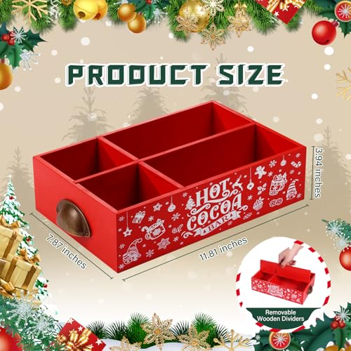 Rangement en bois de Noël 4 compartiments pour cuisine et accessoires de chocolat chaud - 3