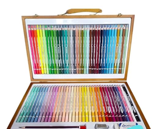Tinta unita Art maletín de madera con 72 lápices de mina resistente
