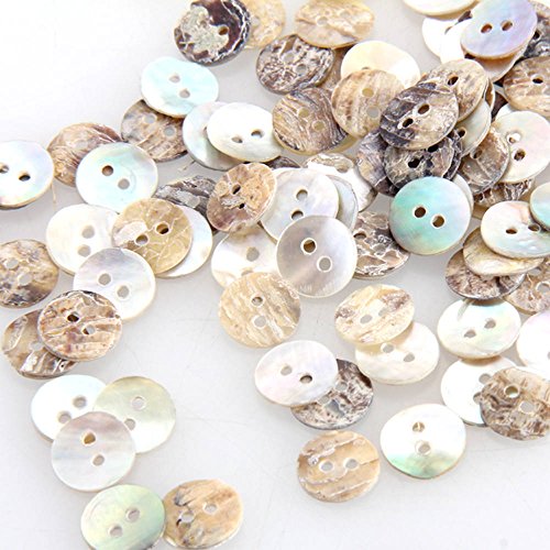 Sunluxy Mall Pearl Boutons rond Seashell Motif 8 mm Lot de 100