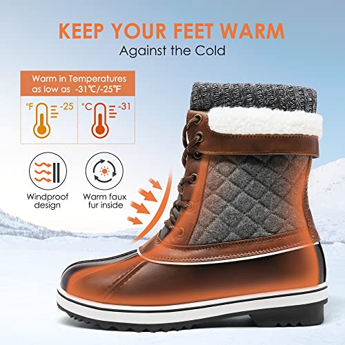 DREAM PAIRS Women's Snow Winter Boots Mid Calf Waterproof Duck Warm Outdoor Winter Boots Shoes2