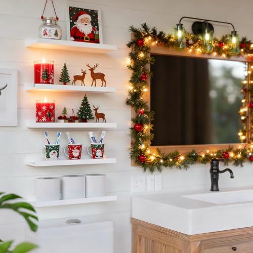 5 Set Modern White Floating Shelves for Wall Decor - Image 3