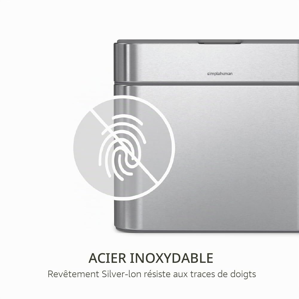 simplehuman Bac à Compost 4 L pour Cuisine, Support Magnétique, Couvercle Aéré Anti-Odeurs, Bac Intérieur Amovible, Sacs Compostables Inclus, Acier Inoxydable Brossé