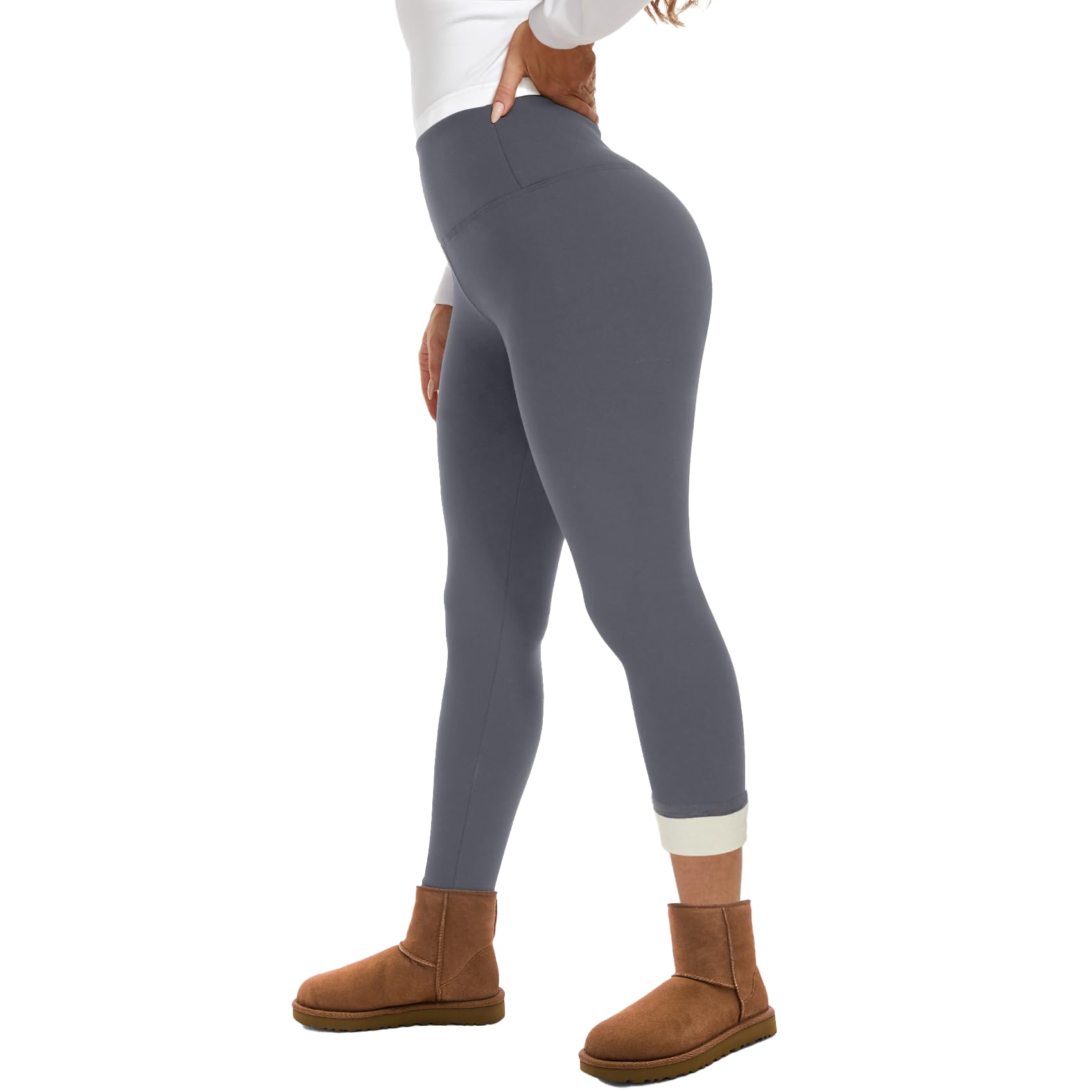 GAYHAY Fleece Lined Leggings for Women – Thick Winter Warm Thermal High Waisted Tummy Control Workout Yoga Pants 2# Dark Grey Small