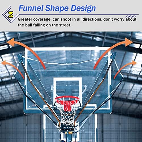Hanging Basketball Return，Basketball Shot Returner,Hanging Basketball Return Net System, Aluminum Alloy Shot Trainer Rebounder Attachment Portable, for Ball Court/Backyard/Outdoor, with Rota