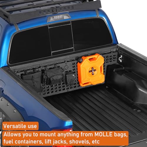 Image of Hooke Road Tacoma Truck Bed MOLLE Panel for 2005-2023 Toyota Tacoma 5FT Bed 2nd 3rd Gen - Camping Accessories Back Rack Tools Organizer Cargo Storage
