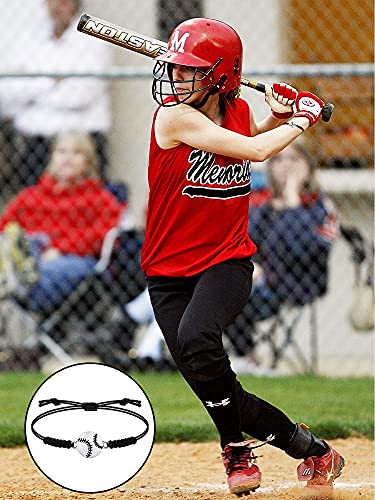 Jadive 20 Pieces Softball Bracelets Adjustable Softball Charm Bracelet Baseball Cord Braided Rope Bracelet With Charm Gifts For Graduation Girl Teens Most Sport Team Players (Black) #TOP4
