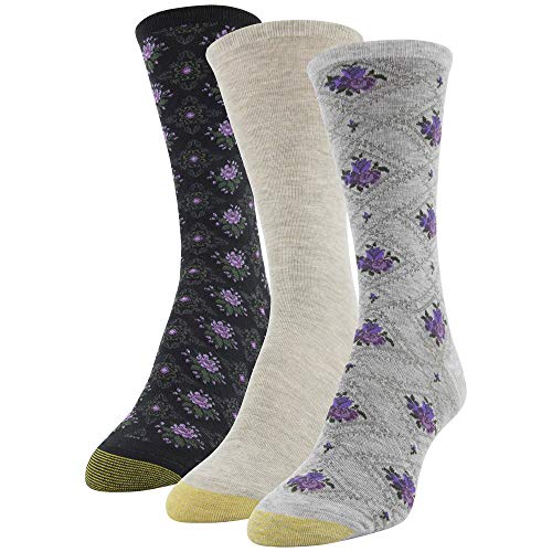 Image of GOLDTOE Women's Floral Dress Crew Socks, 3 Pairs