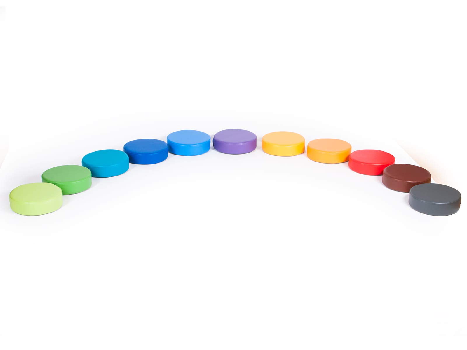 Pouf rond - vert, où les enfants peuvent se détendre, douceur et confort d'utilisation, fond antidérapant