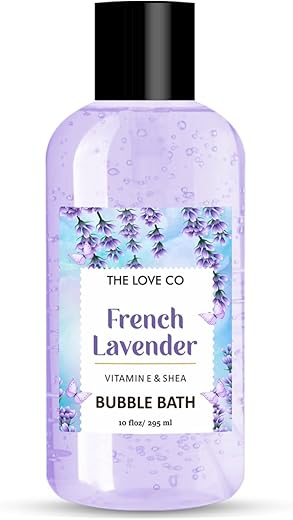 THE LOVE CO Lavender Bubble Bath – Aromatherapy Soap and Bath Oil with Epsom Salt for Dry Skin – Moisturizing and Soothing – Suitable for All Ages – Luxury Bubble Bath for…