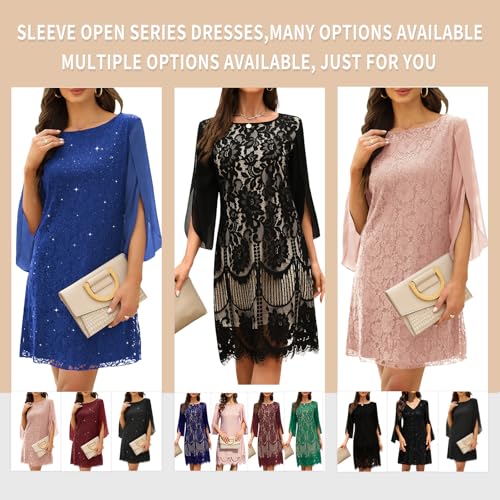 Image of COOAN Wedding Guest Cocktail & Formal Dresses for Women - Lace Sequin Dress