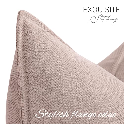 ZWJD Dusty Pink Pillow Covers 16x16 Set of 2 Chenille Throw Pillow Covers with Elegant Design Soft and Luxurious Decorative Throw Pillows for Couch, Bed, and Home Decor