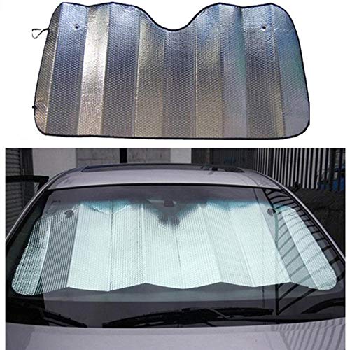 PRIKNIK Car Sunshade Foldable (Aluminium) Front and Rear Windshield (Silver) 1 Piece- Compatible with S-Koda L-Aura Type 1 (2004-2012)