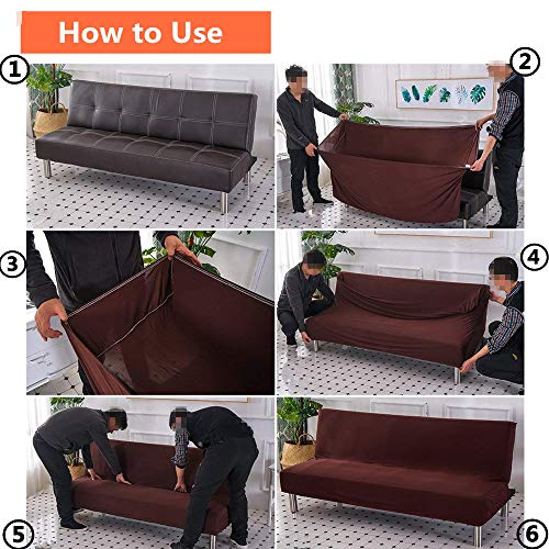 Armless Sofa Bed Cover, Red Stretchable Futon Slipcovers For Living Room, Lightweight Armless Sofa Cover With 92% Polyester, Folding Couch Sofa Bed Futon Cover For Home Decor #TOP6