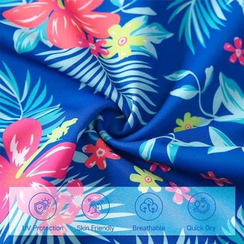Image of JiAmy Girls Swimsuits - One Piece Bathing Suit, Long Sleeve Zipper UPF 50+, Quick Dry Beach Swimwear for Kid 4-12 Years