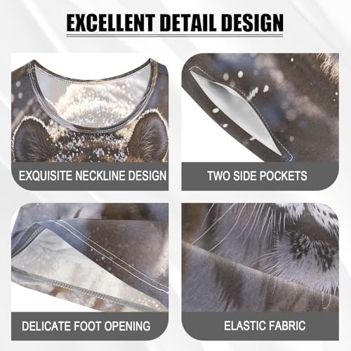 ALAZA Tiger Winter Snowflake Pajamas Set Short Sleeve Cotton Sleepwear Summer Pjs 2 Piece 5-14Y4