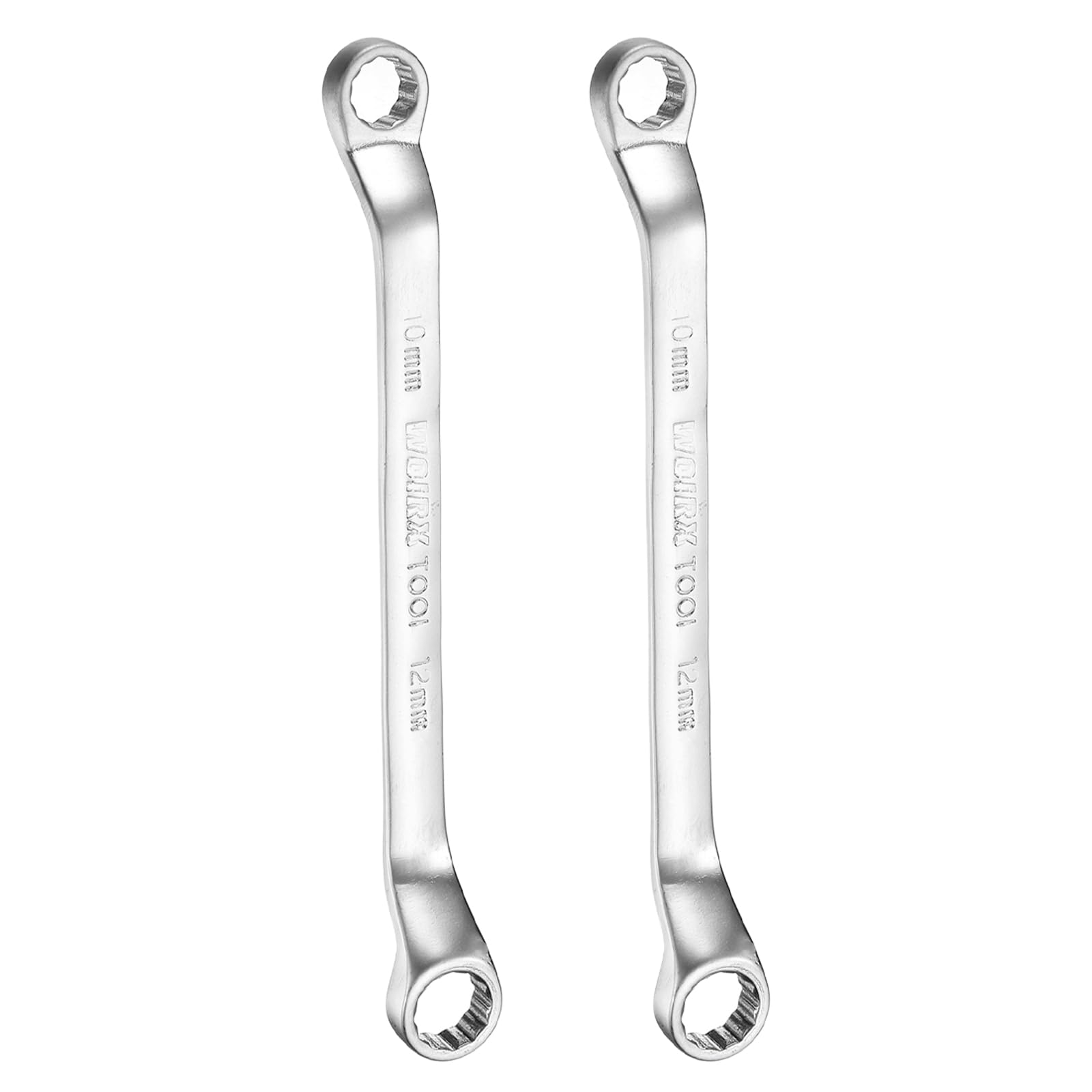 HARFINGTON 2pcs Offset Extra Long Box End Wrench 10 x 12 mm Metric 12 Point 45 Degree Offset Double End Box Ratcheting Wrench CR-V Polished Long