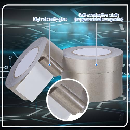 Image of Amylove 3 Roll Double Conductive Fabric Tape Cloth Conductive Adhesive Tape Roll(1in x 100ft, 1.5in x 100ft, 2in x 100ft)