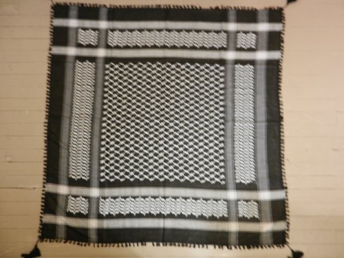 Black White Arab Shemagh Head Scarf Neck Wrap Authentic Cotton Palestine Arafat BK-BK3