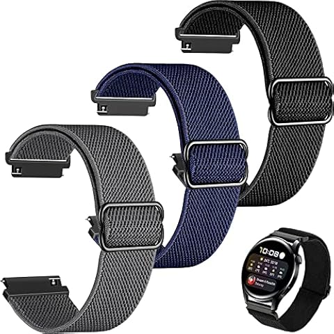 Conjunto de 3 Correas de Nylon Ajustables para Reloj de 22mm Cover