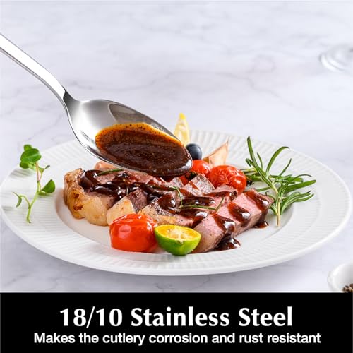 KINGSTONE Large Hostess Serving Utensils 4 Piece Serving Spoon Sets,18/10 Stainless Steel Serving Spoons Heavy Duty 9.84inch For Buffet, Wedding, Party,Catering,Dishwasher Safe - Image 3