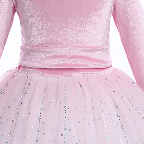 ODOLDI Velvet Flower Girl Dresses 3/4 Sleeve Princess Party Long Dresses Wedding Bridesmaid Pageant Fall Ball Gown Dresses4