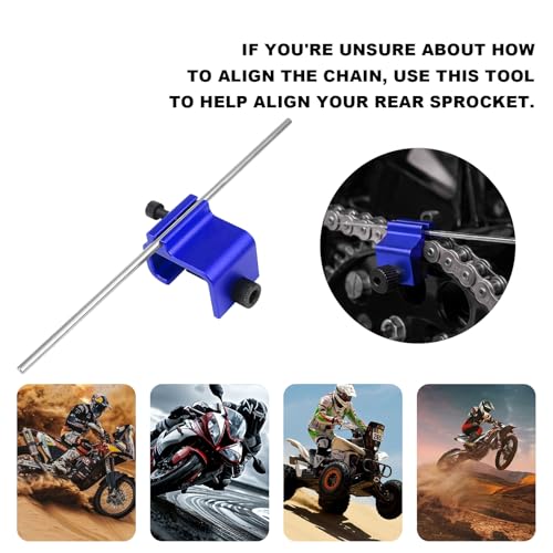Image of KVAEY 2 PCS Chain Alignment Tool for Motorcycle, 08-0048 Aluminum Sprocket Chain Adjustment Tool, Quick & Accurate Professional Chain Alignment Tool Suitable for ATV Scooter Dirt Bike (Blue)