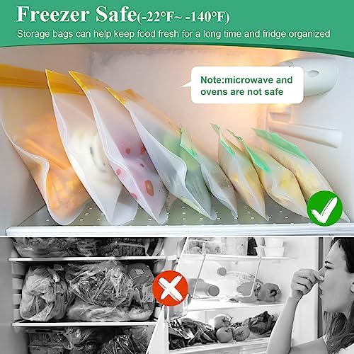 Silicone Storage Freezer Bags, 4 Reusable Sandwich Bags + 4 Reusable Snack Bags, Leakproof Food Storage Containers for Picnic, Work, Home Use - Thumbnail 5