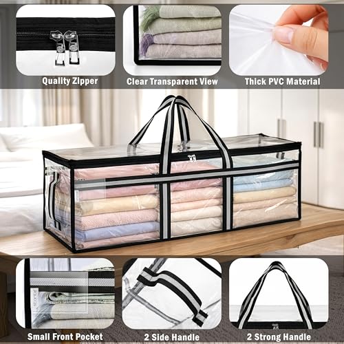 Image of Storite Multi-Purpose Heavy Duty Moisture Proof 85 Litres Transparent Super-Size Jumbo Underbed Storage Bag /Toys /Blankets /Stationery Paper /Clothes Storage Bag (88x27x36 cm)