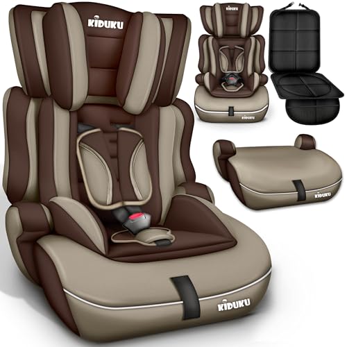 KIDUKU® Kindersitz 9-36 kg (1-12 Jahre) mit Kindersitzunterlage - Autositz ECE R129/03, Gruppe 1/2/3 Autokindersitz Kinderautositz