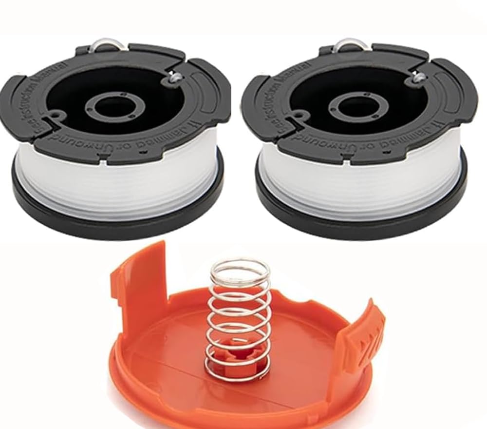 Fengfire Spool Trimmer Spool Compatible with Black Decker Replace AF-100 ST5530-GB GLC3630L20-GB STC1820PC-GB BESTA530-GB BESTA525-GB,with Spool Cover and Spring (FH-BD-N-2+1)