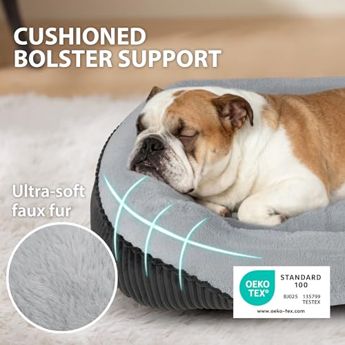 Washable Orthopedic Dog Bed - Soft Calming Pet Cuddler with Anti-Slip Bottom, Durable Plush Puppy Bed for Sleeping and Resting, Medium(25"x21"x7") - Image 4
