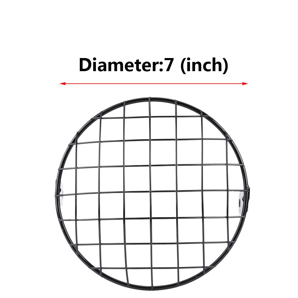 Griglia del faro del motociclo, 20,32 cm di diametro Maglia del faro del motociclo Griglia diamantata universale per ciclo automatico(Nero)