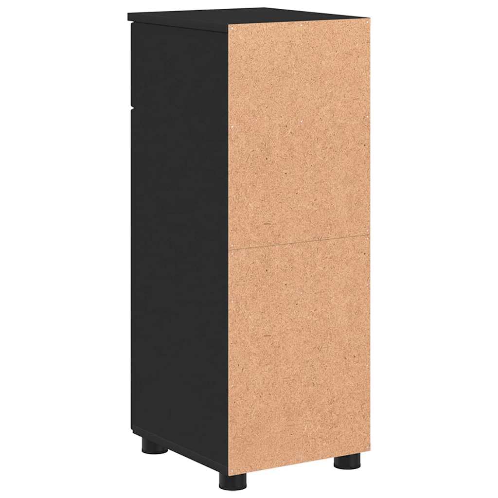 Mobile bagno moderno nero 30 x 35 x 80 cm in legno con elementi metallici cassetto e 2 ante mobili da bagno salvaspazio per piccoli bagni