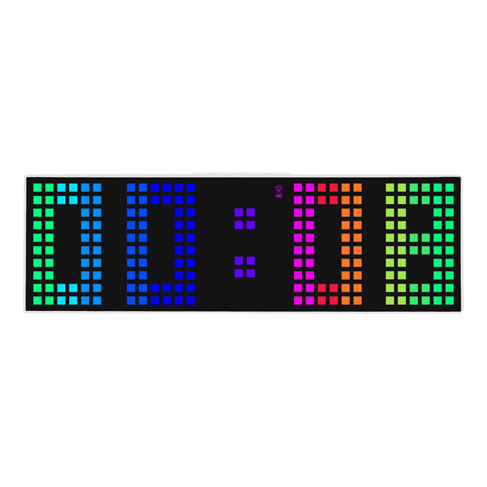 Hsioluted LED Digital Alarm Clock Voice Controlling Wall Table Clock 2 Alarms Countdown Timer Colorful Display Digital Colorful Display