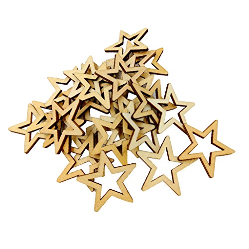 Holz Scheiben Tischdekoration Birken-Sterne Deko Sterne Holz Dekosterne Holzsterne Stern Streuteile Basteln xmas Weihnachtssterne - Natürliche Farbe, 40mm 30pcs
