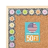 50ft Bulletin Board Borders Trim - Classroom Borders for Bulletin Board Decorations, Teacher Supplies for Classroom Decor Preschool, Kindergarten & Elementary, Smiley Scalloped Boarders