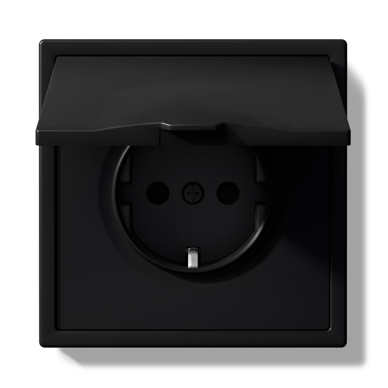 BSEEDLIFE Schuko Steckdose mit Wasserdichter Abdeckung, Unterputz EU-Standard Einbausteckdose, Wandsteckdose 16Amp mit PC Rahmen, 80 * 80mm inzelsteckdose mit Krallen, 1 Fach Schwarz