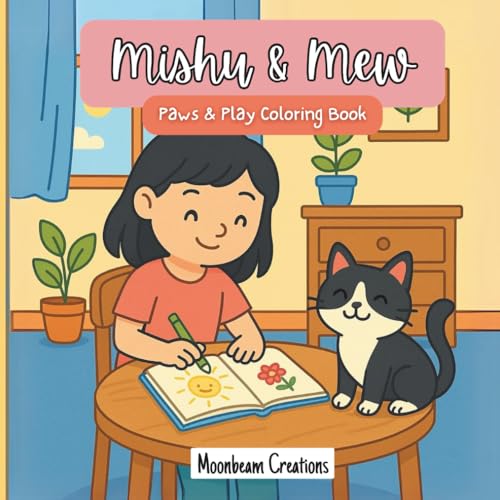  Mishu & Mew - Paws and Play Coloring Book: Girl and Cat Coloring Book – Cozy Adventures for All Ages - 8.5\