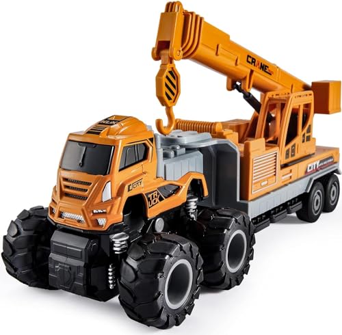Image of 1:43 Metal Head Construction Crane Truck Toys Alloy Diecast Truck Set Toy, Diecast Miniature Car Model Best Birthday Gift for Kids (Pack of 1),Yellow