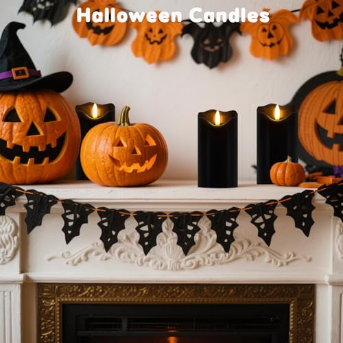 Image of Black Flameless Candles Set of 2, Halloween Candles with Remote & Timer
