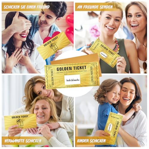 kodivenj 10 Stücke Gutscheine Zum Selber Ausfüllen,Rubbellose Selber Machen, Goldenes Ticket, Wish Coupons with Envelopes, Gift Ideas for Girlfriends, Mothers and Children