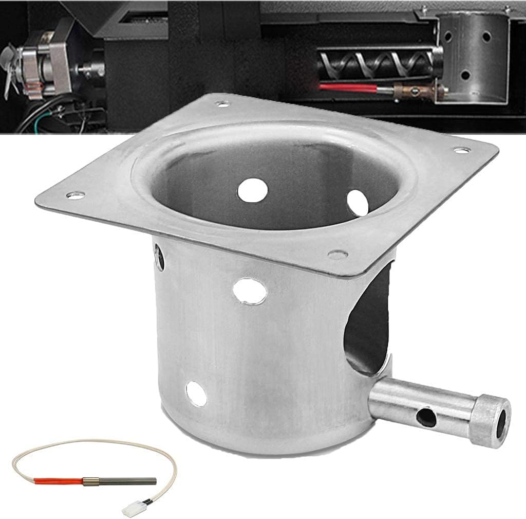 GRISUN Fire Burn Pot, Hot Rod Ignitor, Auger Motor and Grill Induction Fan Kit Replacement Parts Grill Rack