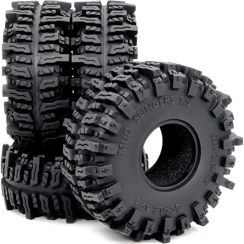 HOBBYSOUL 5.0'' Tall RC 1.9 crawler tires (Super Soft Sticky) T10 Mud Slingers Tyre For 1/10 Rock Crawling TRX4 high trail SCX10 Wraith Upgrade, HS701546
